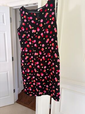 Amanda Smith Black Polka Dot Shift Dress with Pink, Red & Yellow Dots